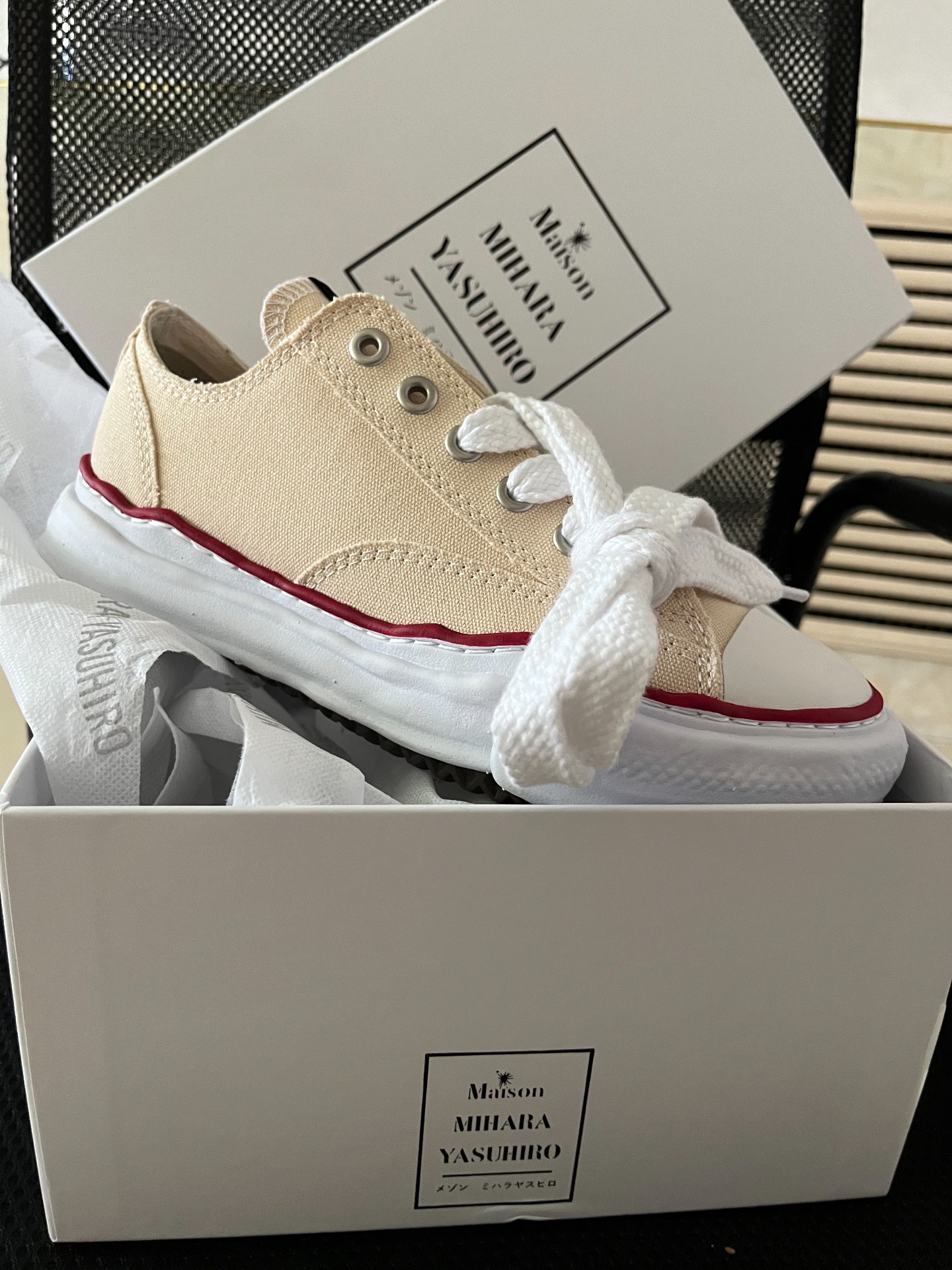 【G-Dragon】메종 미하라 야스히로 피터슨 OG 솔 캔버스 로우탑 스니커즈 photo review