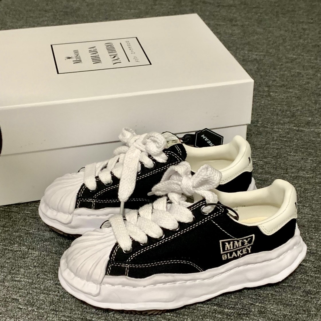 메종 미하라 야스히로 블레이키 OG 솔 캔버스 로우탑 스니커즈 블랙 화이트 photo review