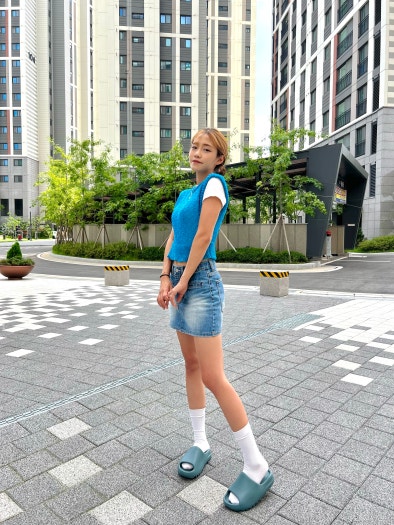아디다스 이지 슬라이드 슬레이트 마린 ID2349 photo review