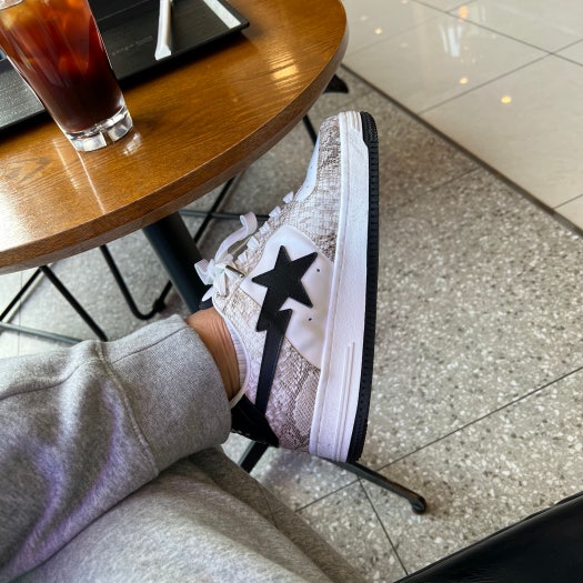BATHING APE 로우 탑 1I80 191 009 A Bathing Ape 베이프 로우 화이트 스네이크 스킨 패턴 photo review