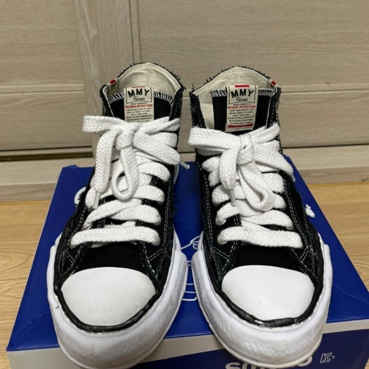메종 미하라 야스히로 피터슨 Og 솔 캔버스 하이탑 스니커즈 블랙 A01FW701 photo review