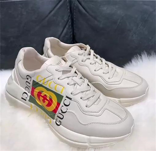 구찌 롸이톤 더블 g logo 클래식 두꺼운 밑창 키높이 낮음 도우미 아버지 신발 500878 DRW00 9522 photo review