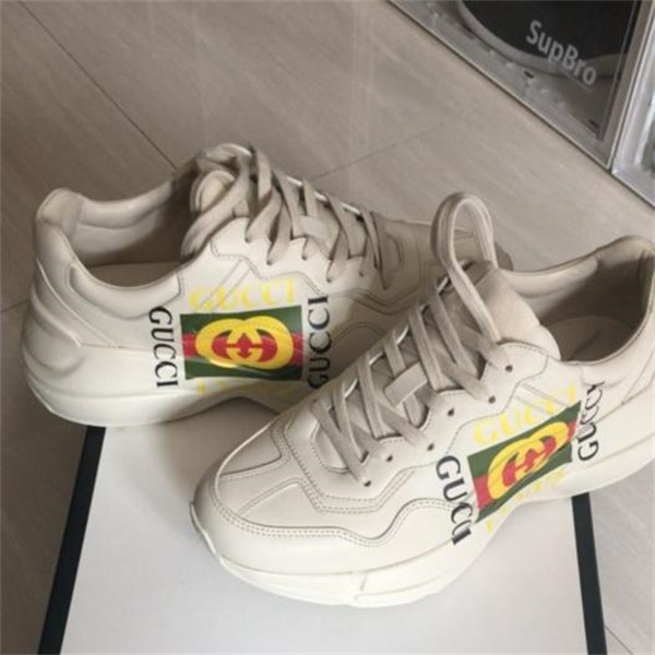구찌 롸이톤 더블 g logo 클래식 두꺼운 밑창 키높이 낮음 도우미 아버지 신발 500878 DRW00 9522 photo review