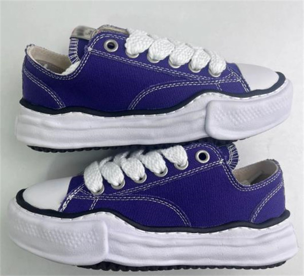 메종 미하라 야스히로 피터슨 OG 솔 캔버스 로우 스니커즈 퍼플 A01FW702-PURPLE photo review