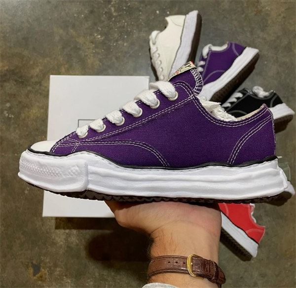 메종 미하라 야스히로 피터슨 OG 솔 캔버스 로우 스니커즈 퍼플 A01FW702-PURPLE photo review