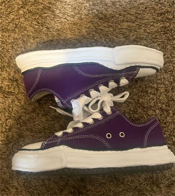 메종 미하라 야스히로 피터슨 OG 솔 캔버스 로우 스니커즈 퍼플 A01FW702-PURPLE photo review