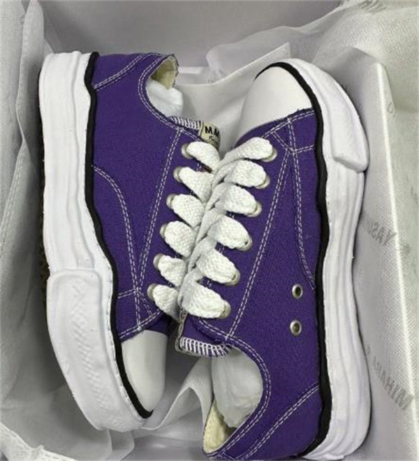 메종 미하라 야스히로 피터슨 OG 솔 캔버스 로우 스니커즈 퍼플 A01FW702-PURPLE photo review