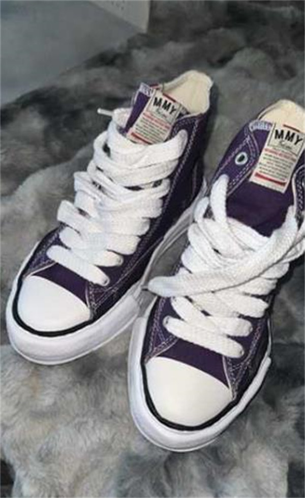 메종 미하라 야스히로 피터슨 OG 솔 캔버스 로우 스니커즈 퍼플 A01FW702-PURPLE photo review