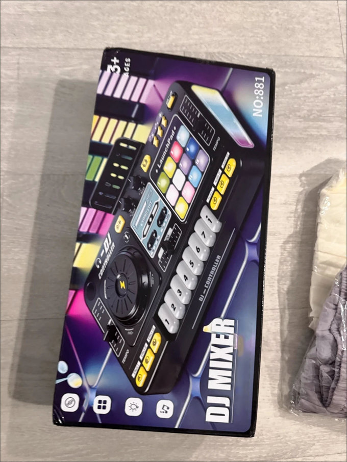어린이 DJ 믹서 장난감 LED 조명 사운드 패드 피아노 건반 마이크 포함 음악 놀이 세트 photo review