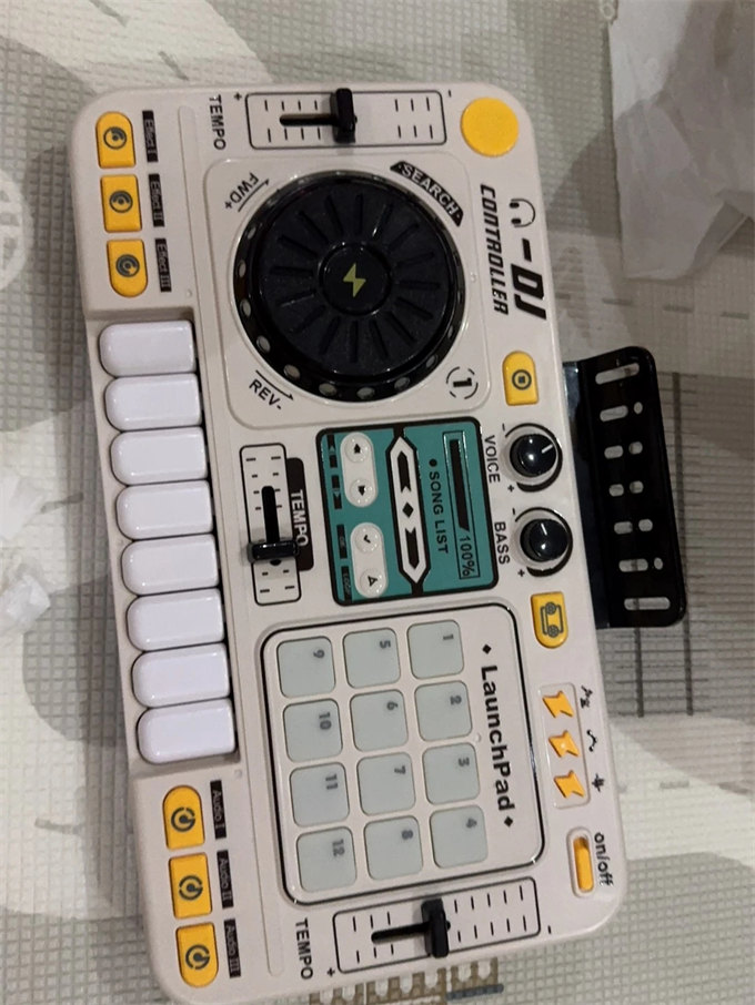 어린이 DJ 믹서 장난감 LED 조명 사운드 패드 피아노 건반 마이크 포함 음악 놀이 세트 photo review